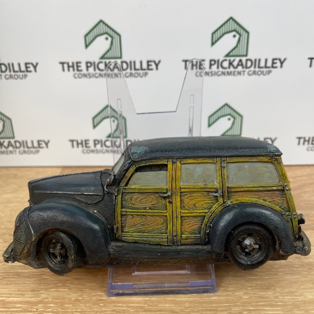 Popular Imports 1998 Woody Wagon Figurine Black Resin Vintage Classic Car Decor